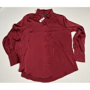 New York & Co Stretch Womens Red Long Sleeve Dress Shirt Size L New W/Tag!‎